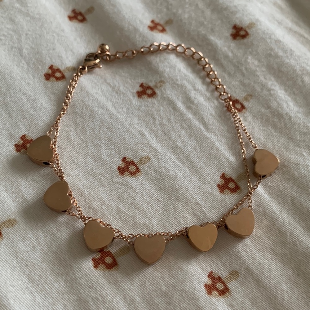 Moon Magic Dual Chain Hearts Bracelet Rose Gold